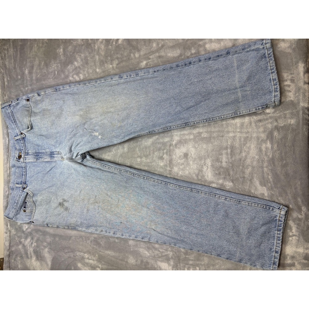 Lee Jeans Mens 40x30 Light Wash Denim Straight Leg 5 Pocket Zip Fly Classic